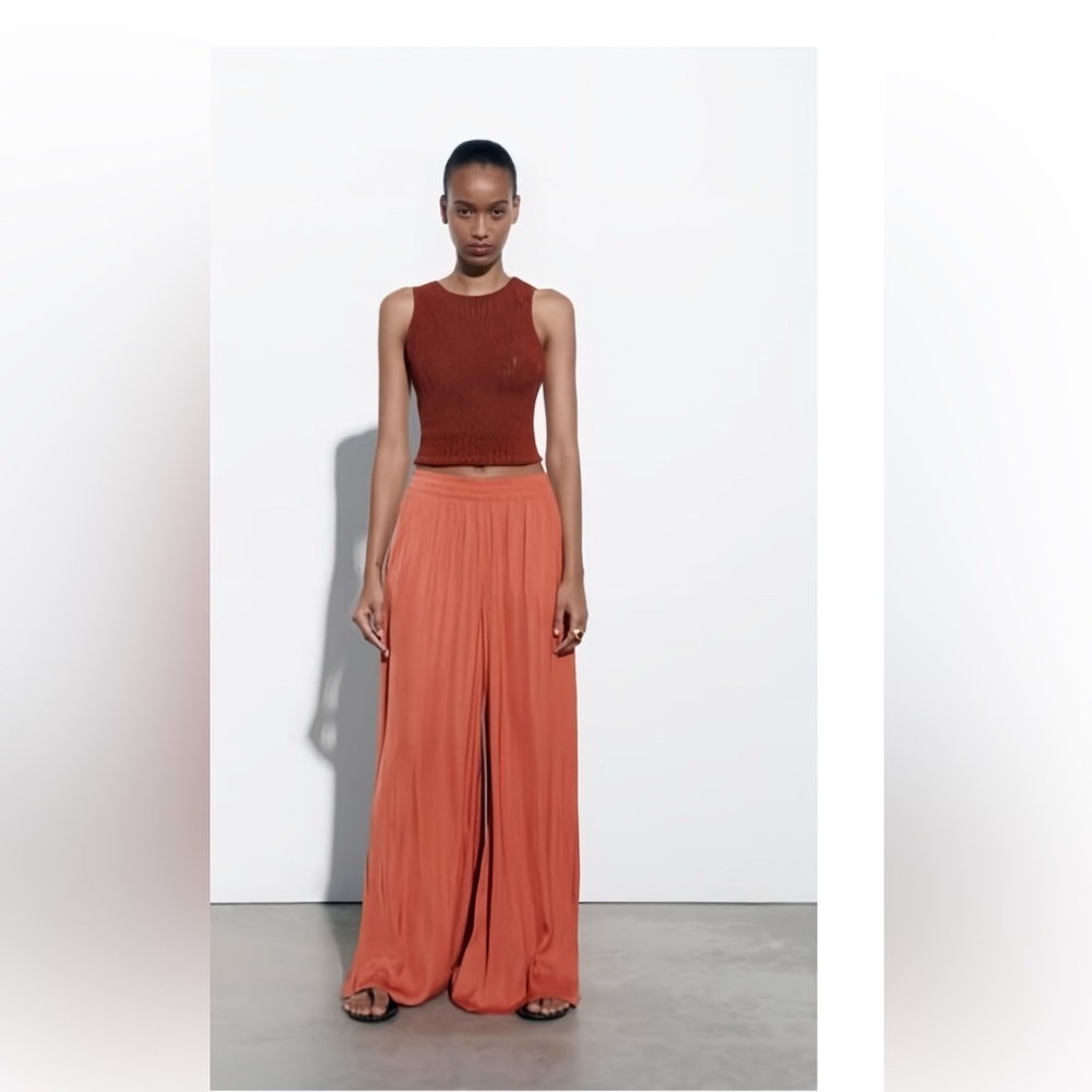 Zara Rust Pleated Top